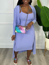 Ribbed Cami Dress & Cardigan Set
