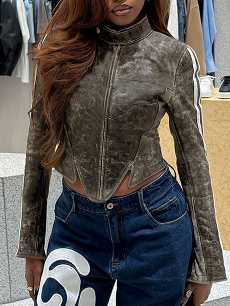 Side-Stripe Zip-Front Jacket