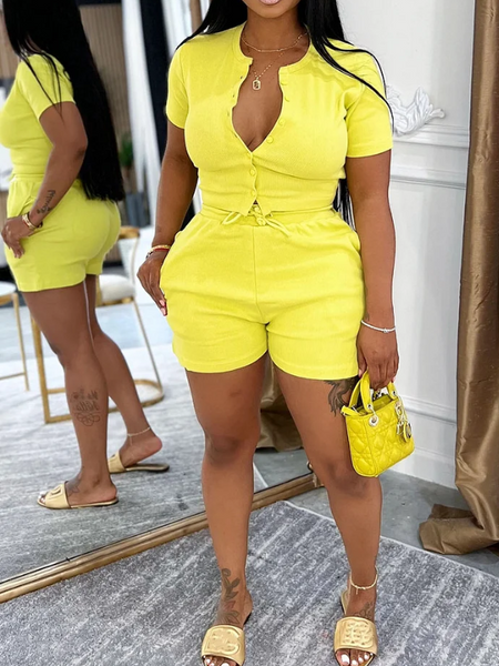 Buttoned Up Shorts Set