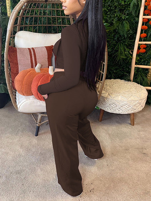 Solid Top & Drawstring Pants Set