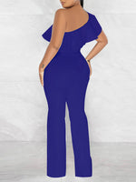 One-Shoulder Ruffle Tied Jumpsuit