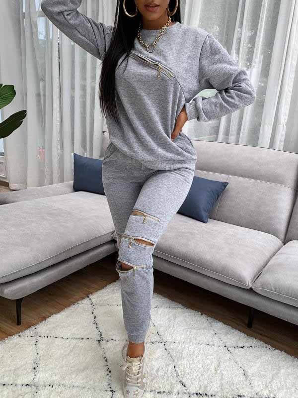 Morchique Zip Sweatshirt & Jogger Pants Set