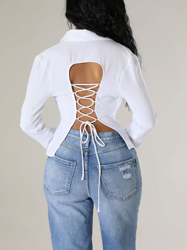 Solid Lace-Up Shirt