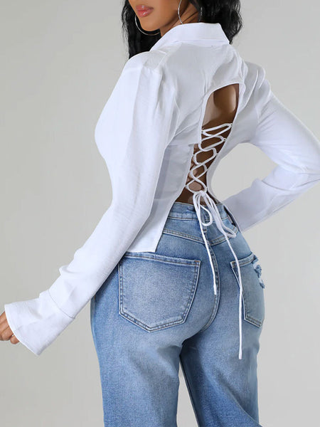 Solid Lace-Up Shirt