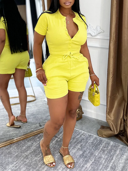 Buttoned Up Shorts Set