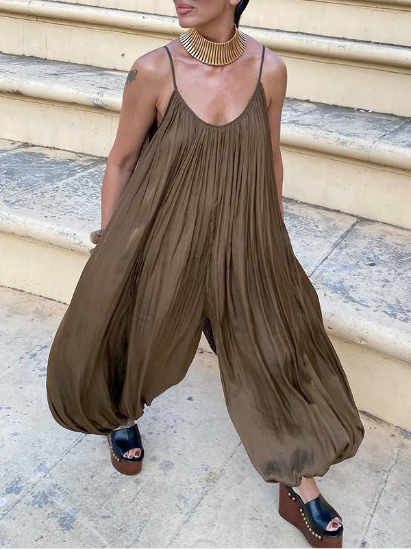 Ruched Wide-Leg Cami Jumpsuit