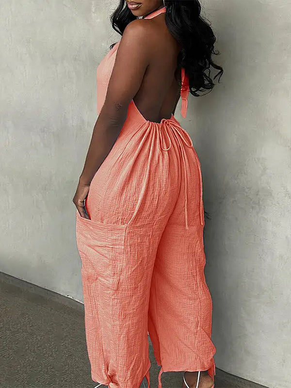 Halter Cargo Jumpsuit