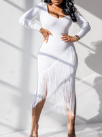 Solid Fringe Combo Dress