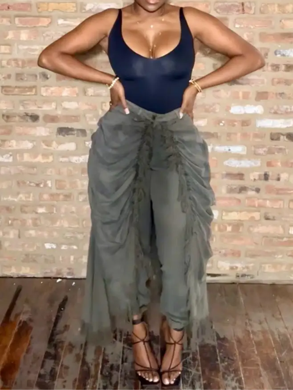 Pleated Tassel Cape Jeans