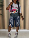 Morchique Lace Up Capris Jeans