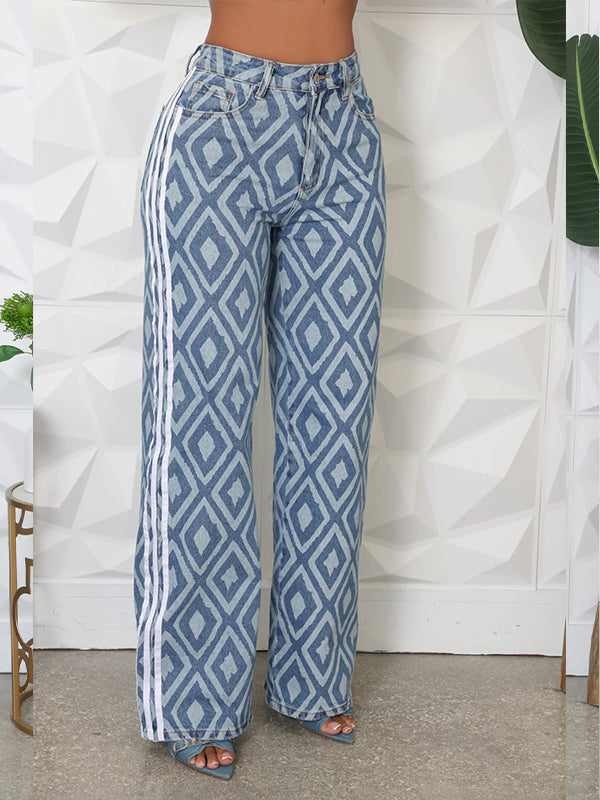 Side Stripe Printed Jeans