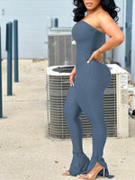 Strapless Slit Jumpsuit