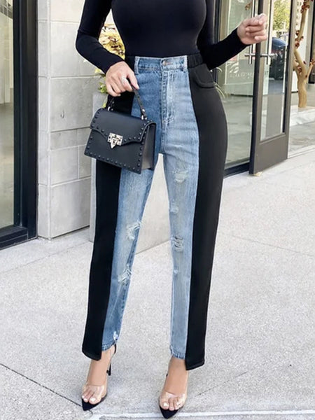 Denim Combo Pants