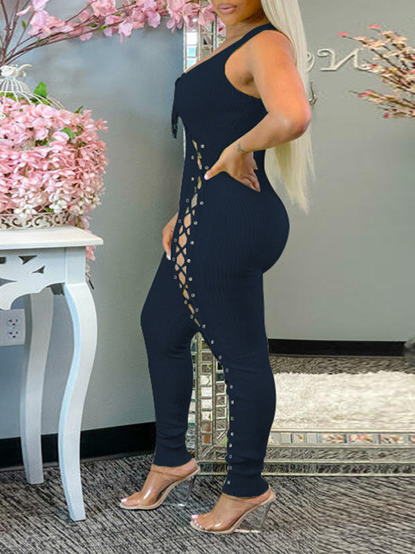 Morchique Lace-Up Sleeveless Jumpsuit