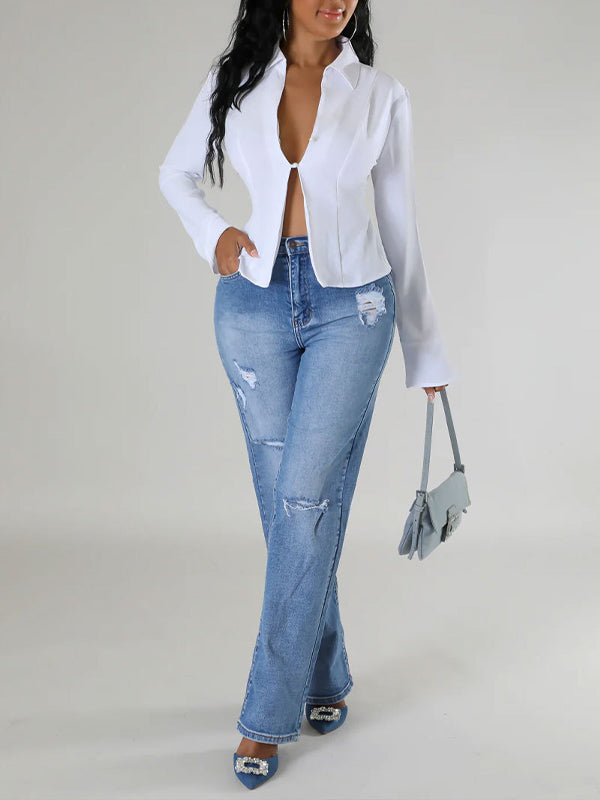Solid Lace-Up Shirt
