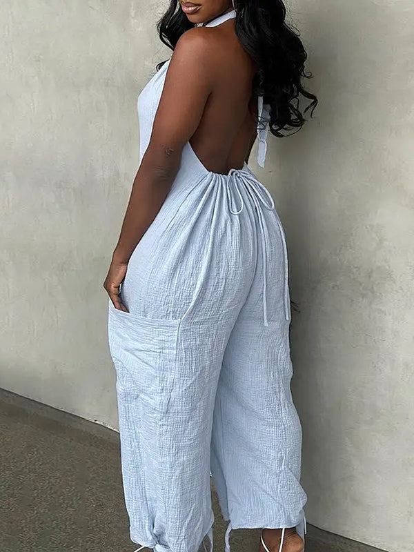 Halter Cargo Jumpsuit