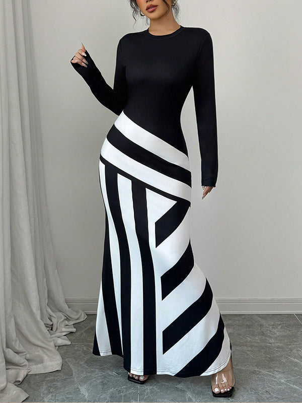 Two-Tone Maxi Dress