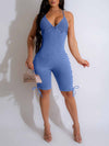 Washed Lace-up Cami Romper