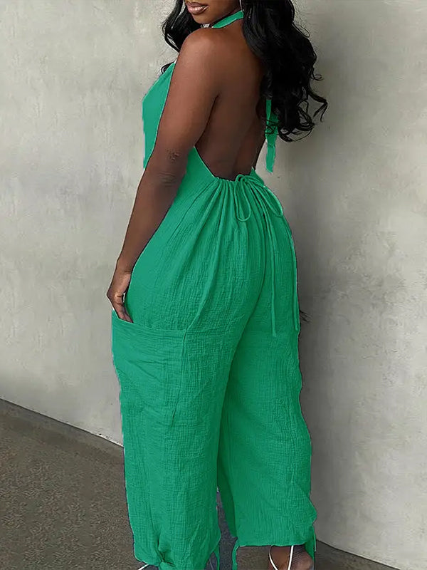Halter Cargo Jumpsuit