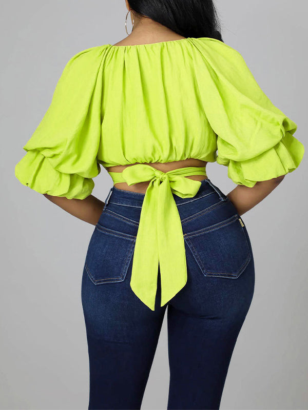 V-Neck Tied-Back Shirt