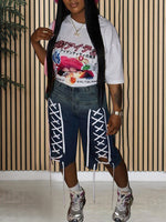 Morchique Lace Up Capris Jeans