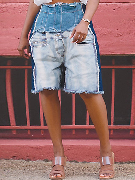 Denim Combo Bermuda Shorts