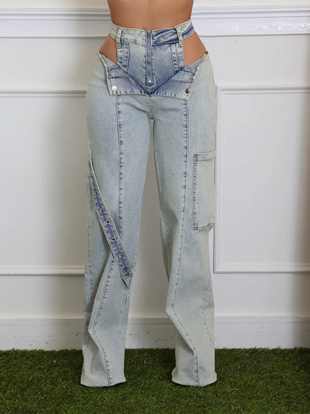 Cutout Straight Jeans