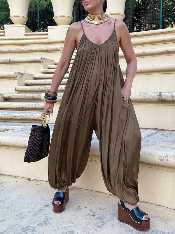 Ruched Wide-Leg Cami Jumpsuit