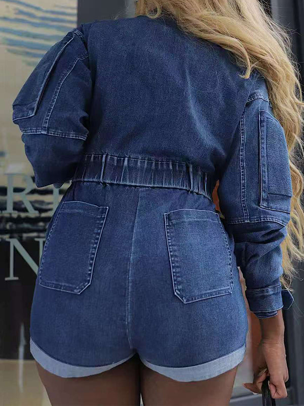Denim Cargo Romper