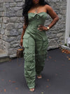 Morchique Strapless Button-Front Cargo Jumpsuit