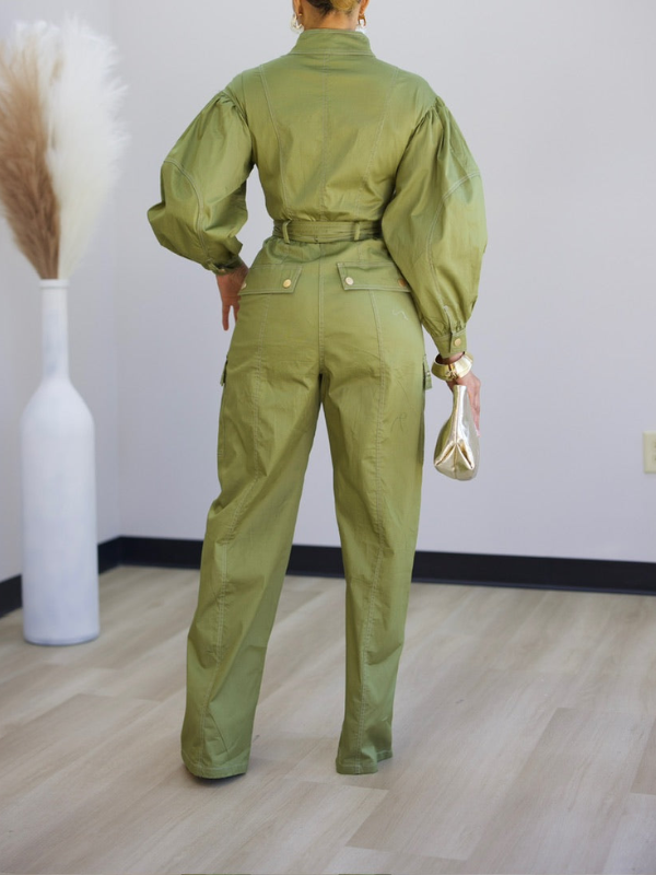 Zip-Front Cargo Jumpsuit