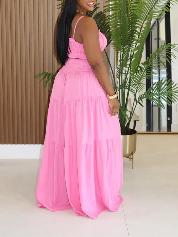 Solid Cami Top & Wide-Leg Pants Set