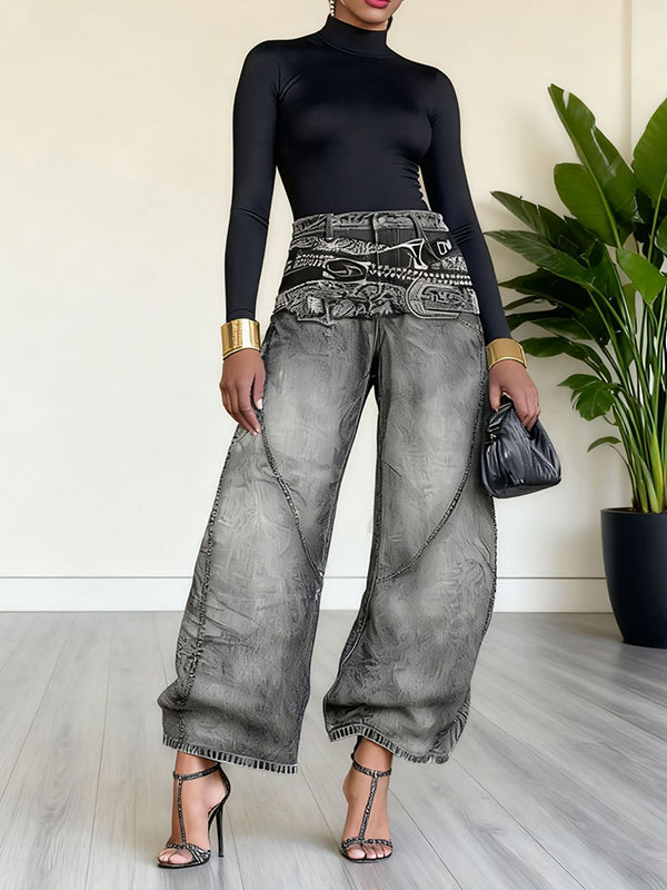 Printed Wide-Leg Pants