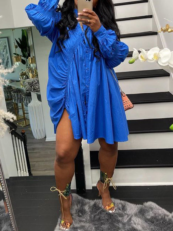 Button Front Ruched Dresses