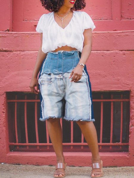 Denim Combo Bermuda Shorts