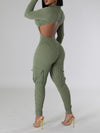 Cutout Back Cargo Jumpsuit