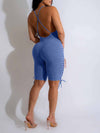 Washed Lace-up Cami Romper
