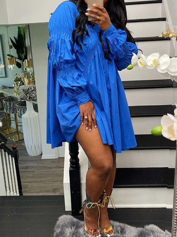 Button Front Ruched Dresses