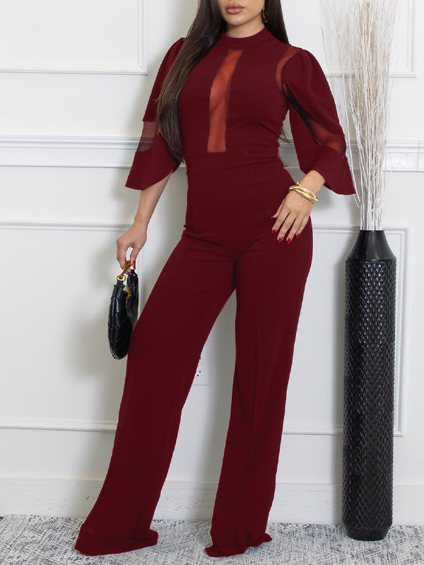 Solid Sheer-Combo Jumpsuit