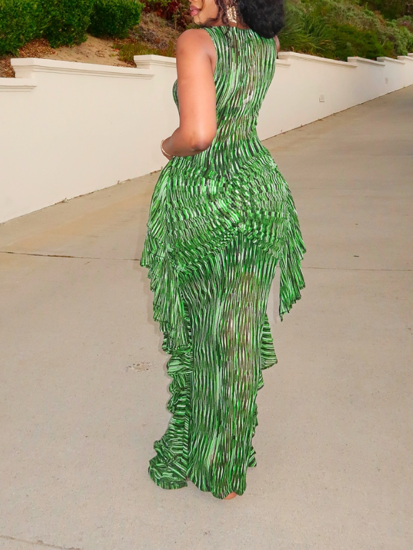 Frilled Mesh Max Dress