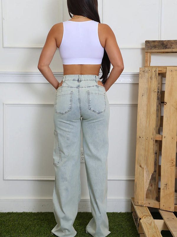 Cutout Straight Jeans