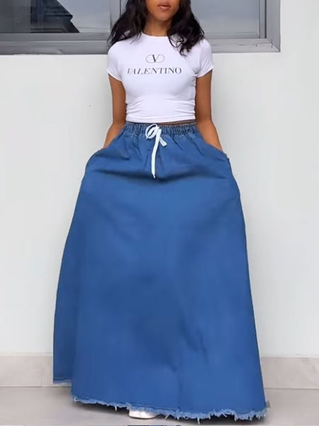 Denim Full Skirt
