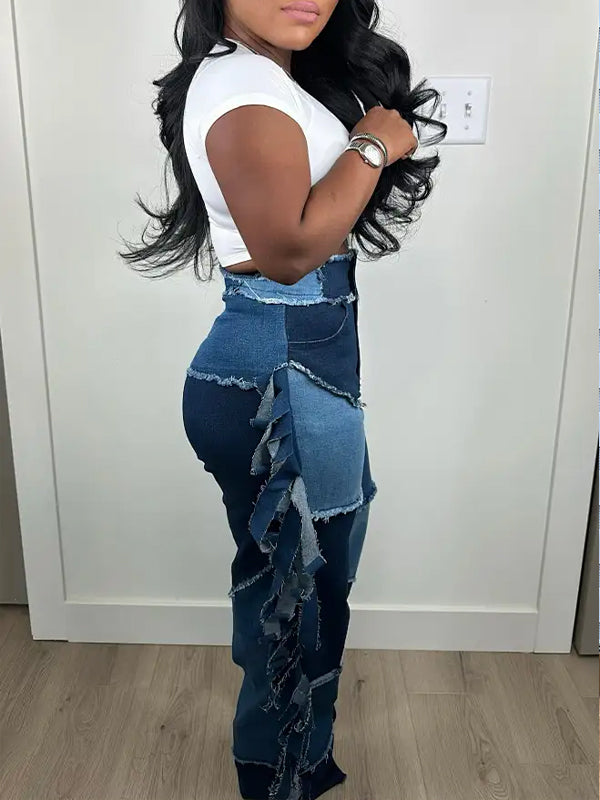 Fringe Colorblock Jeans