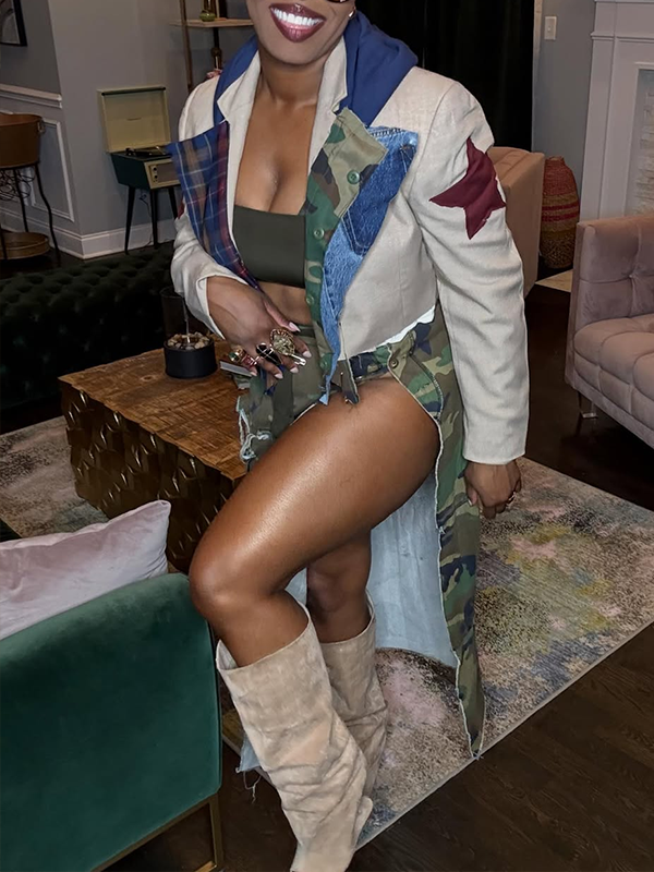 Printed Combo Hoodie Jacket