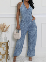 Denim Halter Jumpsuit