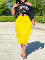 Printed Tee & Fringe Skirt Set