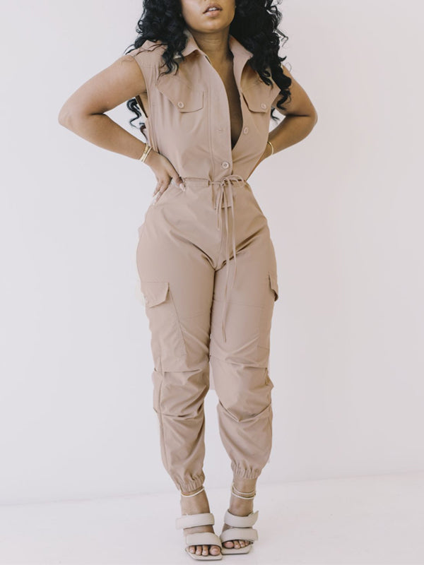 Morchique Button-Front Cargo Jumpsuit