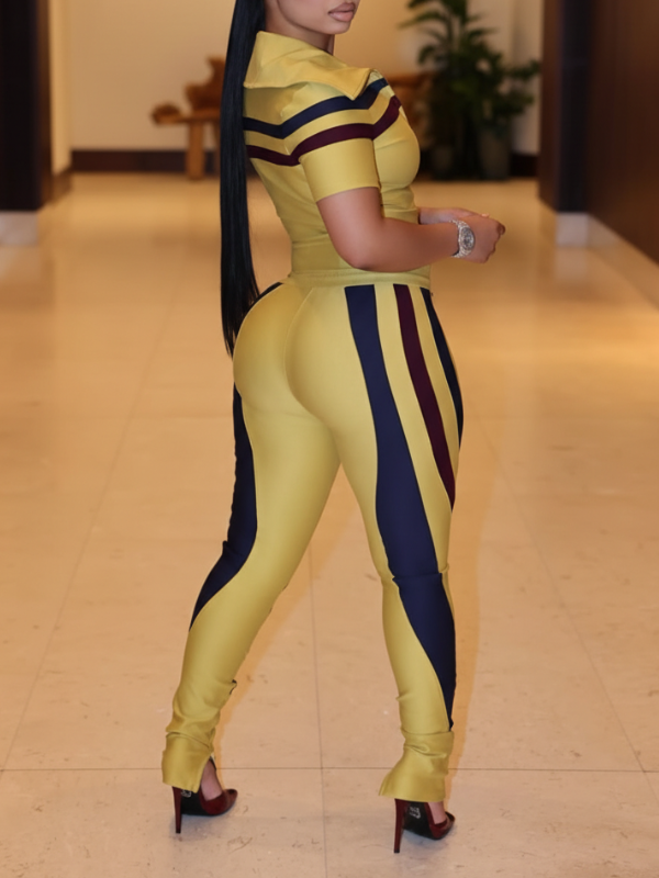 Stripe Zip-Front Jacket & Pants Set