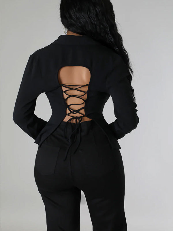 Solid Lace-Up Shirt