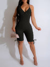 Washed Lace-up Cami Romper